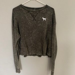 PINK cropped waffle knit top